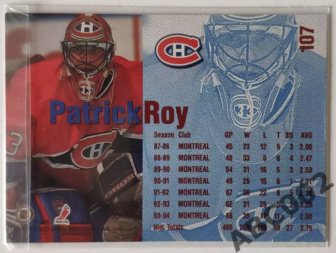 Карточка НХЛ / Patrick Roy / Canadiens / 95 Fleer 1