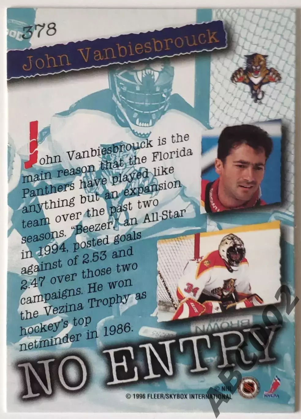 Карточка НХЛ / John Vanbiesbrouck / Panthers / No Entry 1