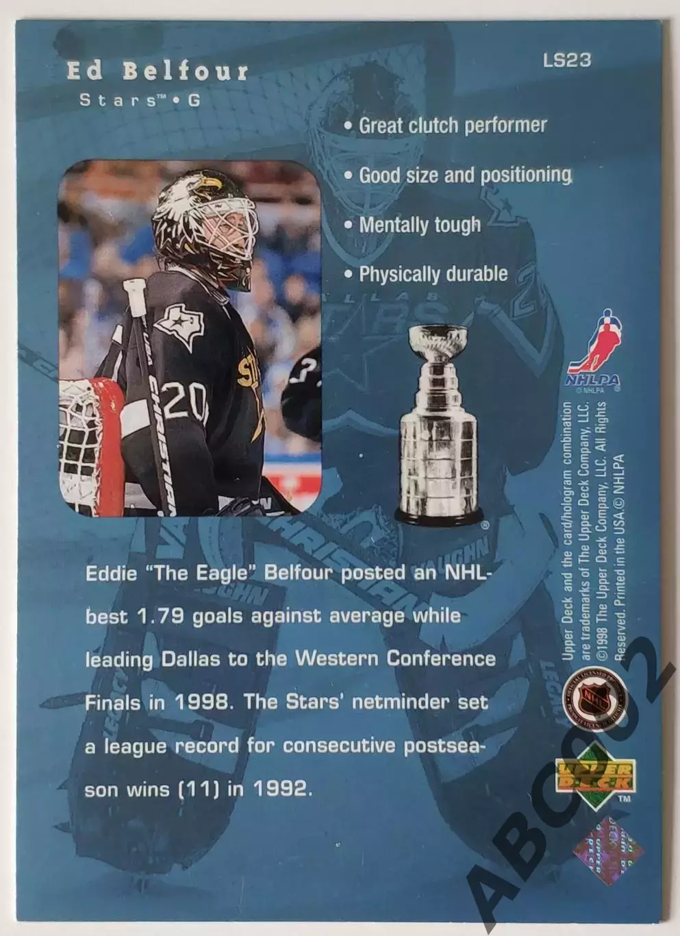 Карточка НХЛ / Ed Belfour / Dallas Stars / Lord Stanley's Heroes 1