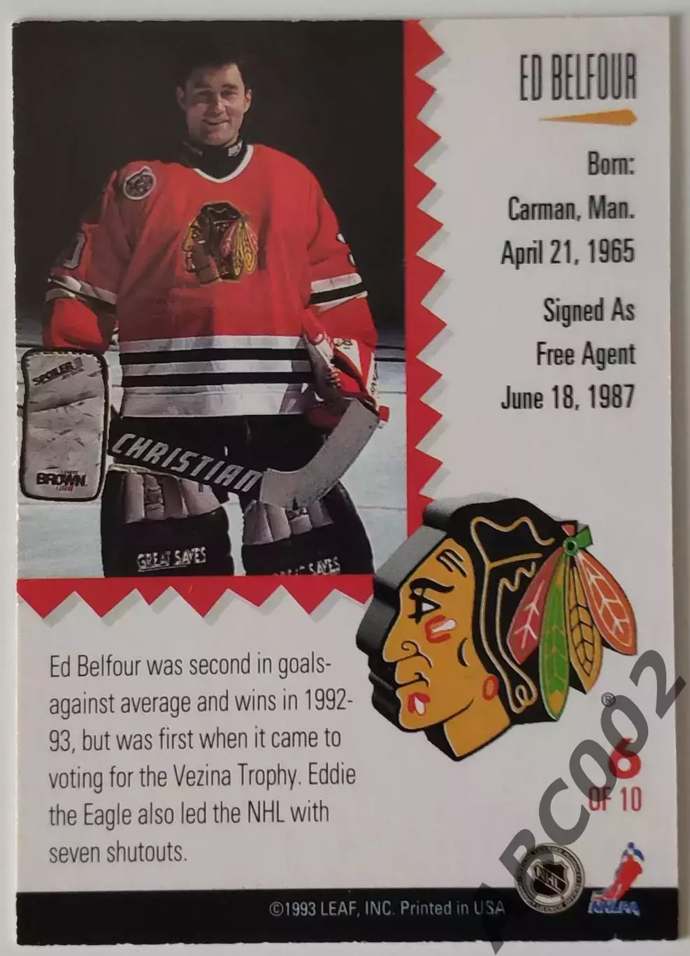 Карточка НХЛ / Ed Belfour / Blackhawks / Painted Warriors 1