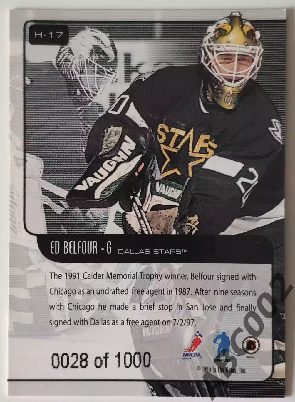 Карточка НХЛ / Ed Belfour / 28 из 1000 / Blackhawks / Heritage 1
