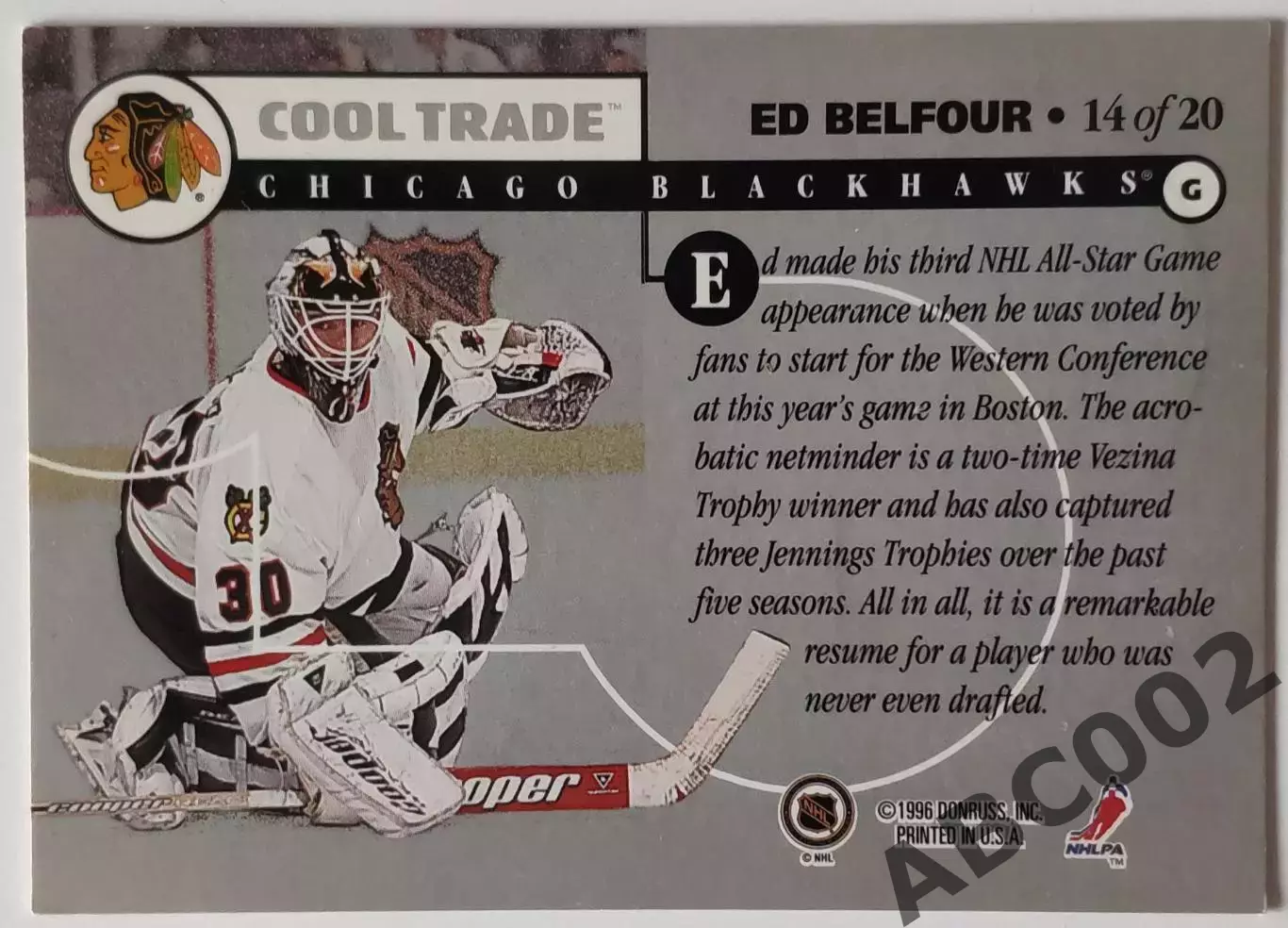 Карточка НХЛ / Ed Belfour / Blackhawks / Cool Trade 1