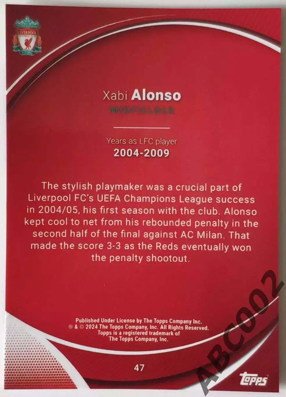 Карточка АПЛ / Xabi Alonso / Liverpool / Topps Chrome 1