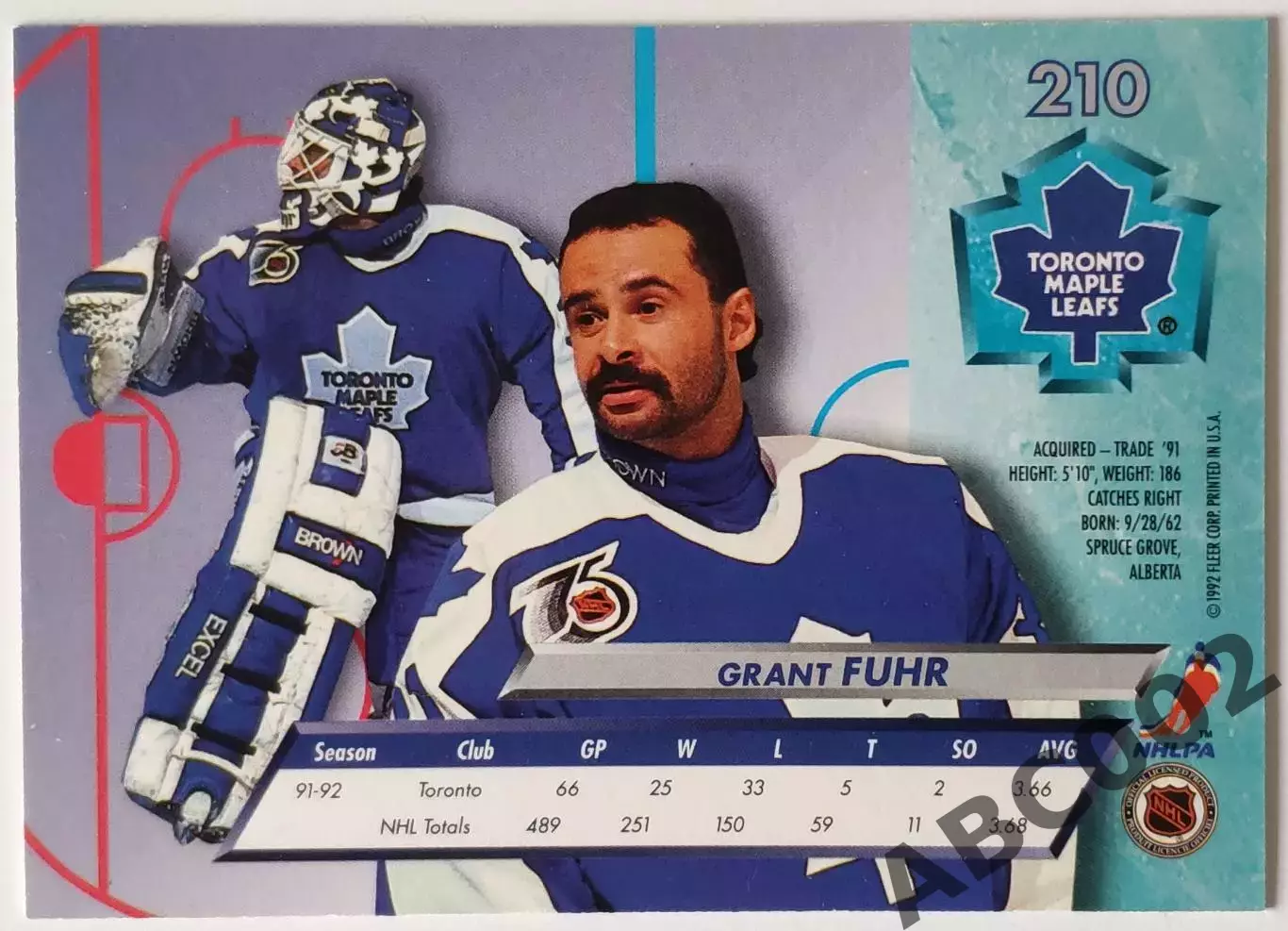 Карточка НХЛ / Grant Fuhr / Maple Leafs / Fleer Ultra 1