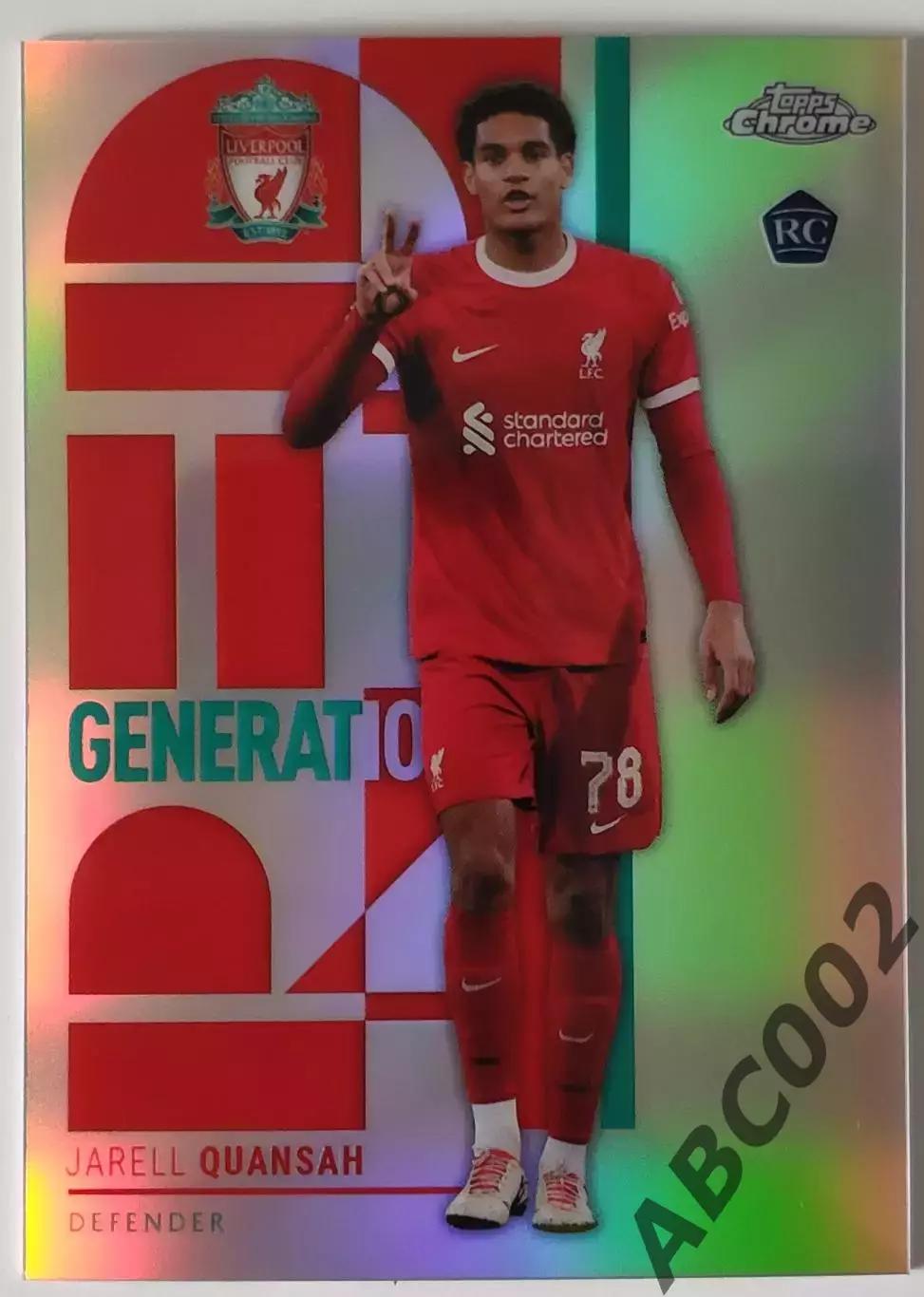 Карточка АПЛ / Jarell Quansah / Liverpool / Topps Chrome / Red Generat