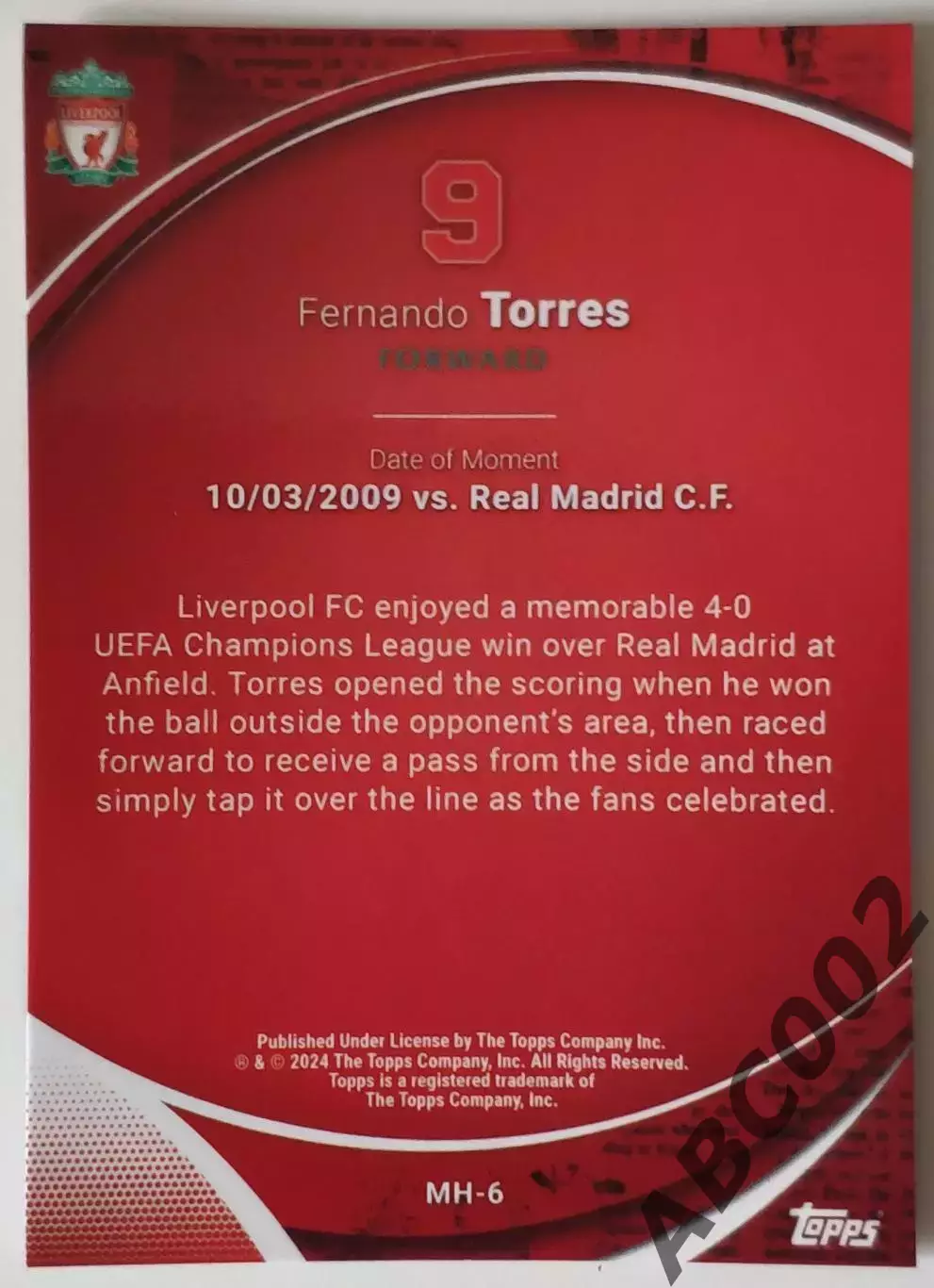 Карточка АПЛ / Fernando Torres / Liverpool / Topps Chrome / Terrific 1