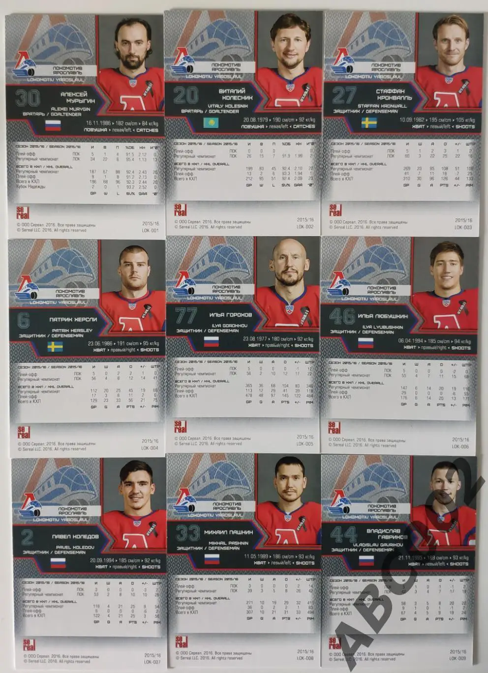 Полный сет ХК Локомотив КХЛ 18 карт 1