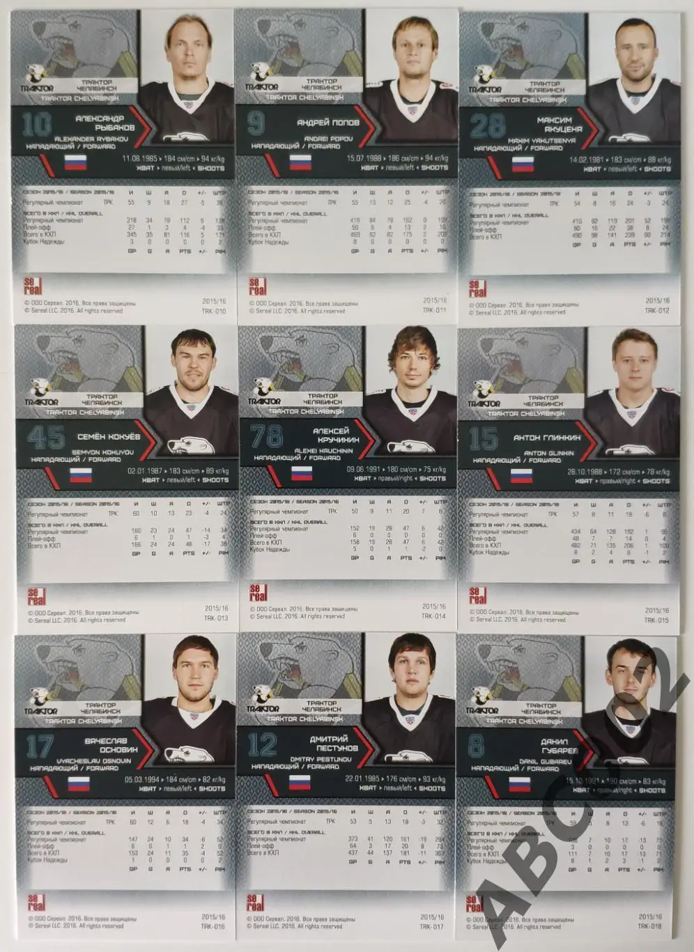 Полный сет ХК Трактор КХЛ 18 карт 3
