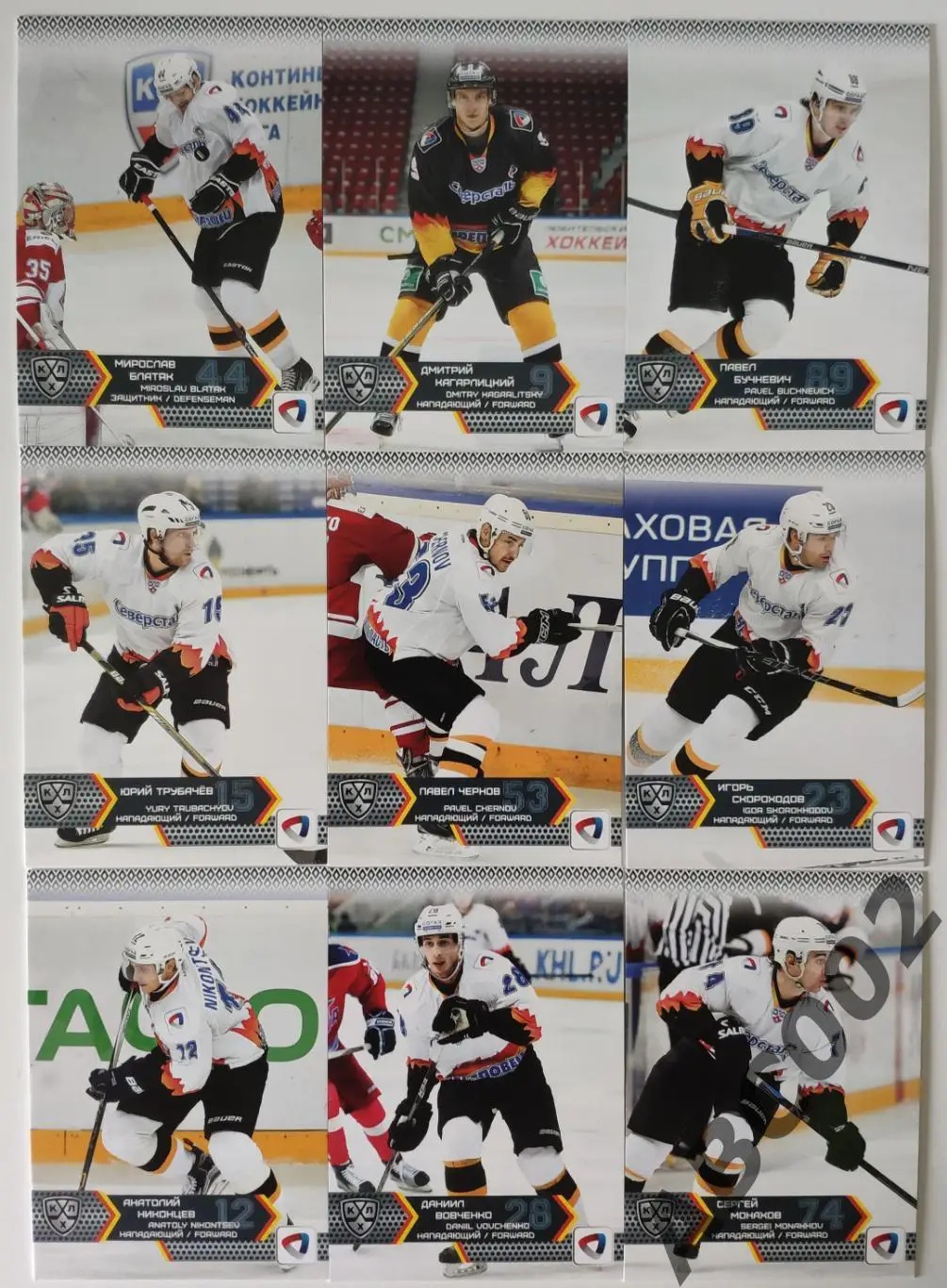 Полный сет ХК Северсталь КХЛ 18 карт 2