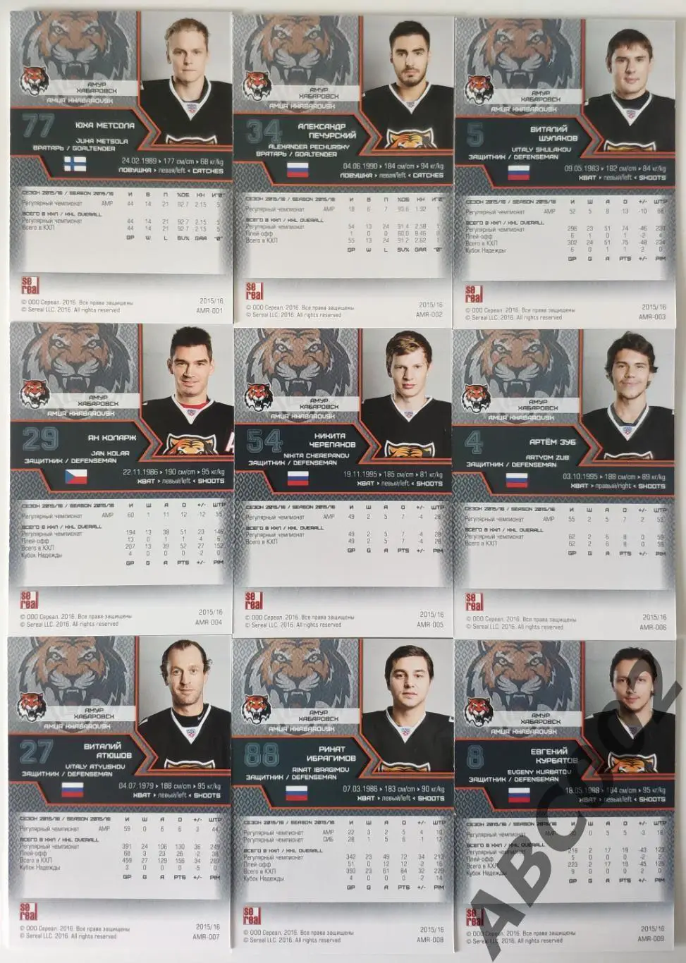Полный сет ХК Амур КХЛ 18 карт 1