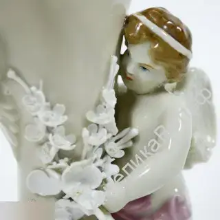 Ангел антик Статуэтка ваза розы фарфор 1