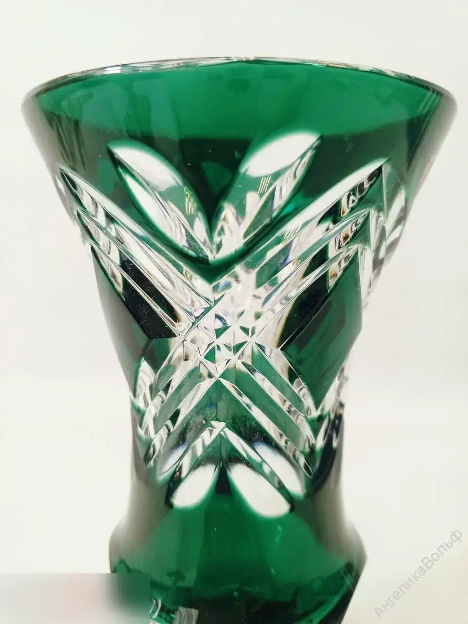 Антик Ваза Val St Lambert цветной хрусталь изумруд 2
