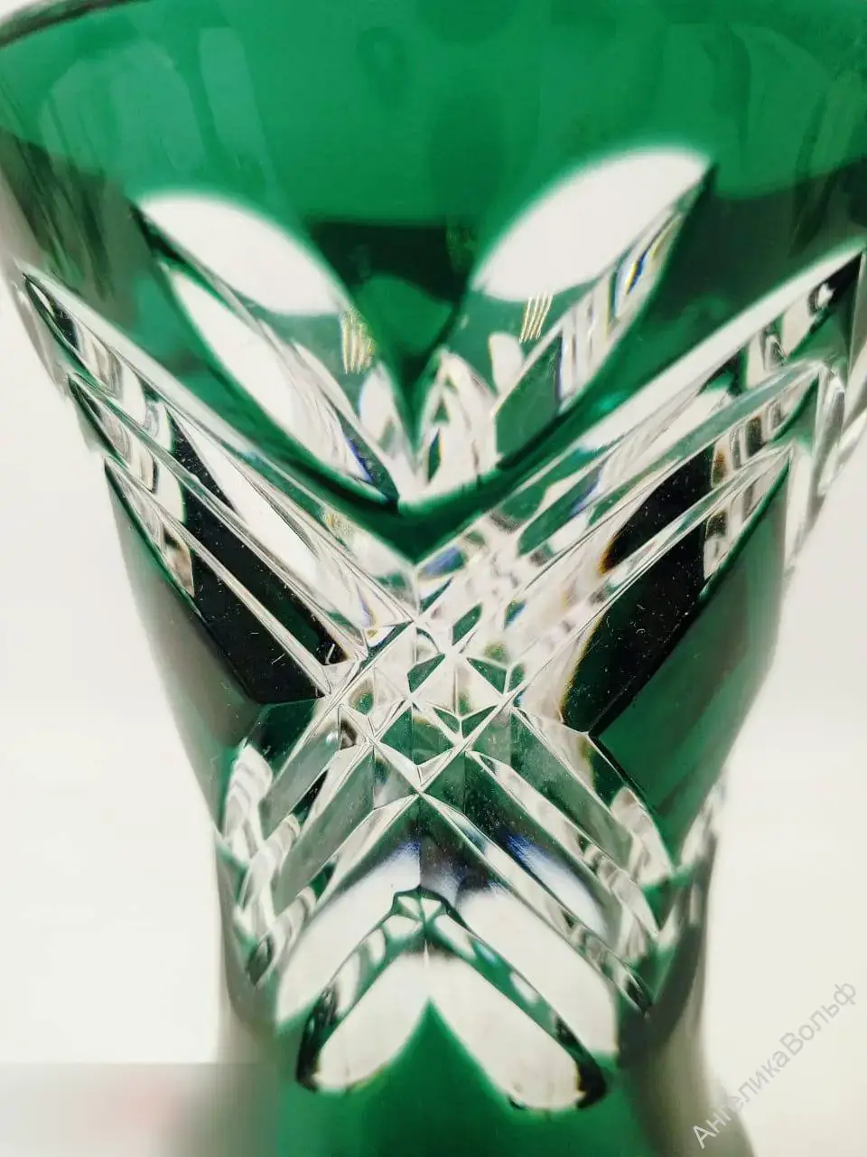 Антик Ваза Val St Lambert цветной хрусталь изумруд 3