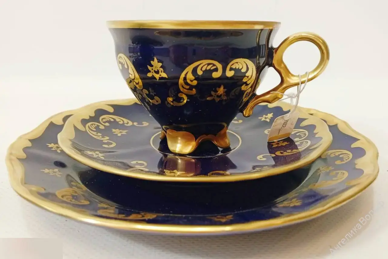 Антик чайная тройка кобальт золото Германия 2