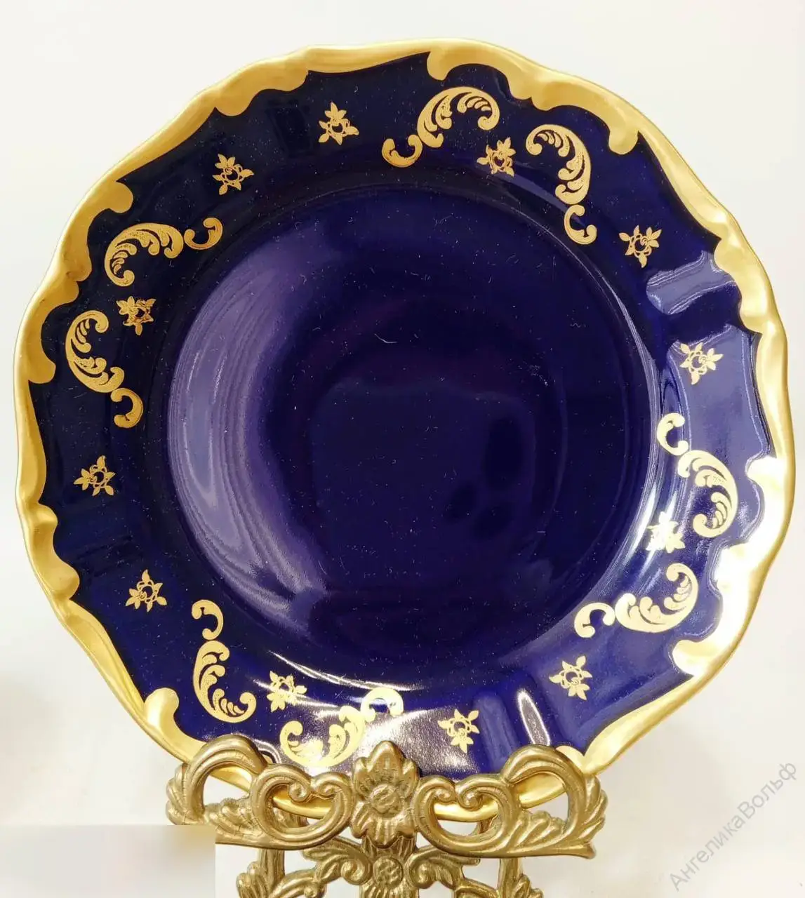 Антик чайная тройка кобальт золото Германия 3