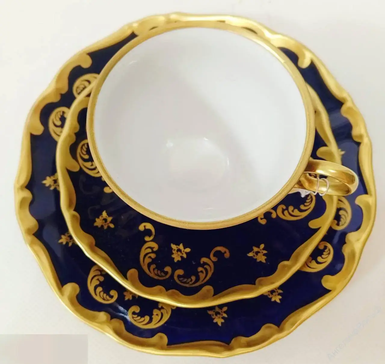 Антик чайная тройка кобальт золото Германия 6