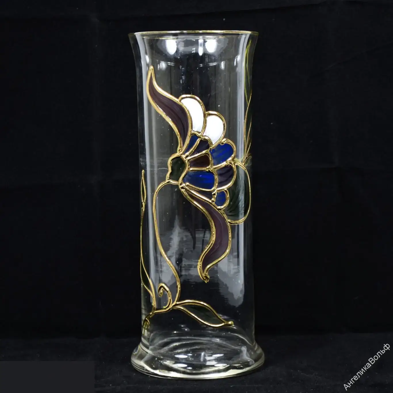 Ваза для цветов стекло эмали винтаж Германия