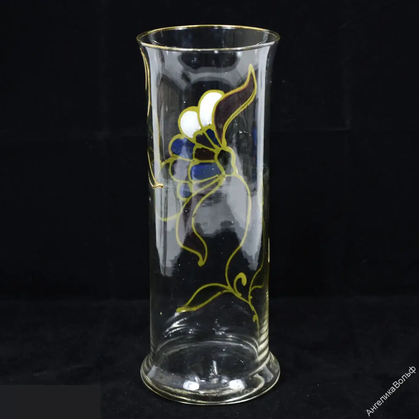 Ваза для цветов стекло эмали винтаж Германия 1