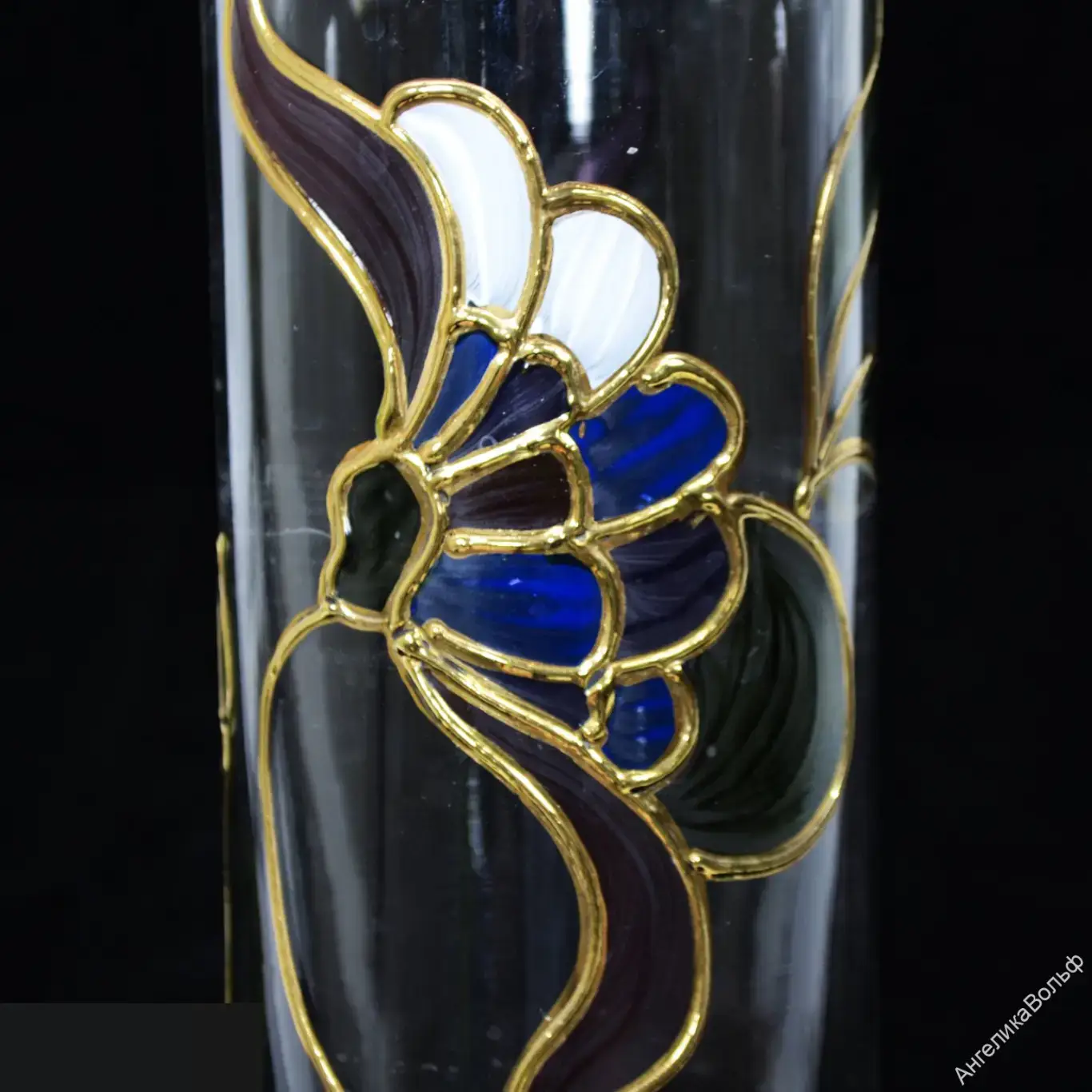 Ваза для цветов стекло эмали винтаж Германия 2