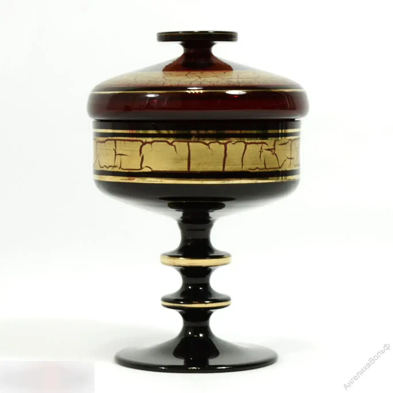 Barthmann бонбоньерка ваза хрусталь рубин золото