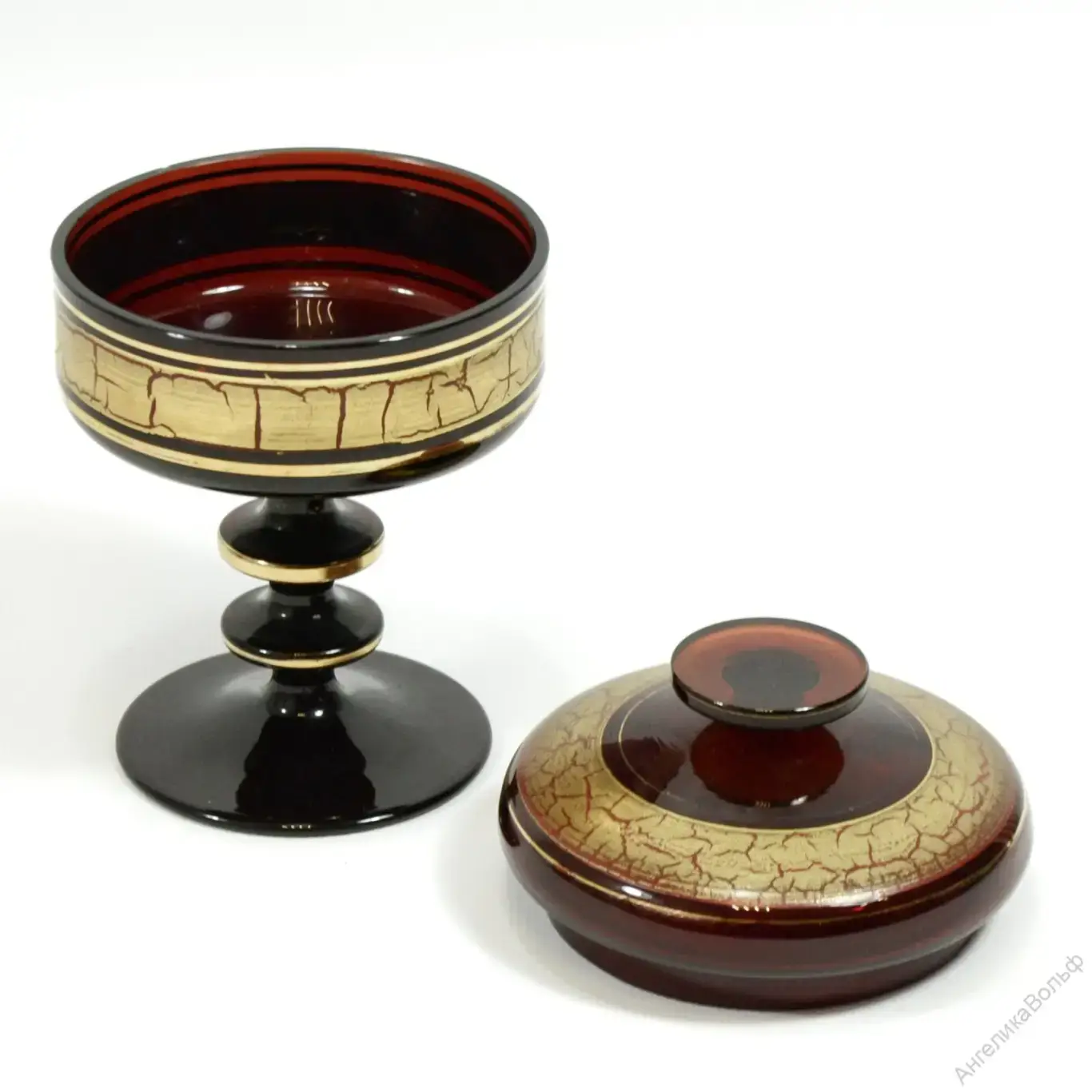 Barthmann бонбоньерка ваза хрусталь рубин золото 1