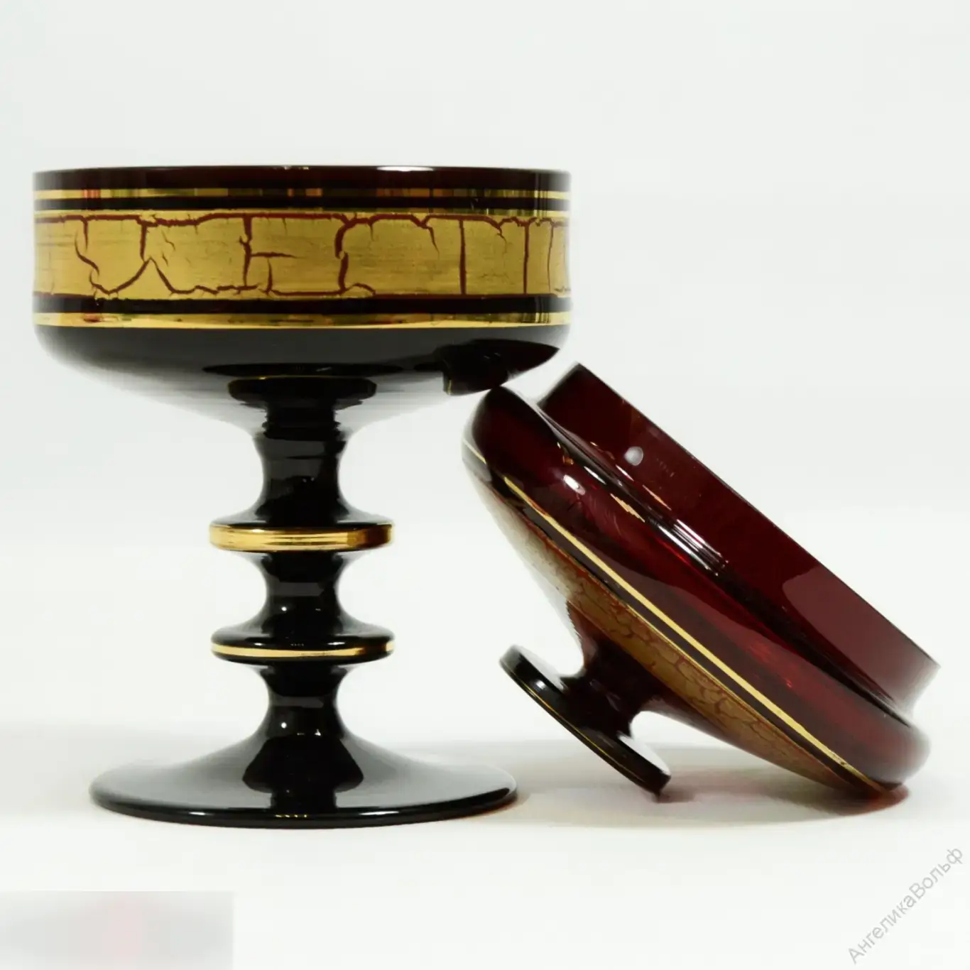 Barthmann бонбоньерка ваза хрусталь рубин золото 6