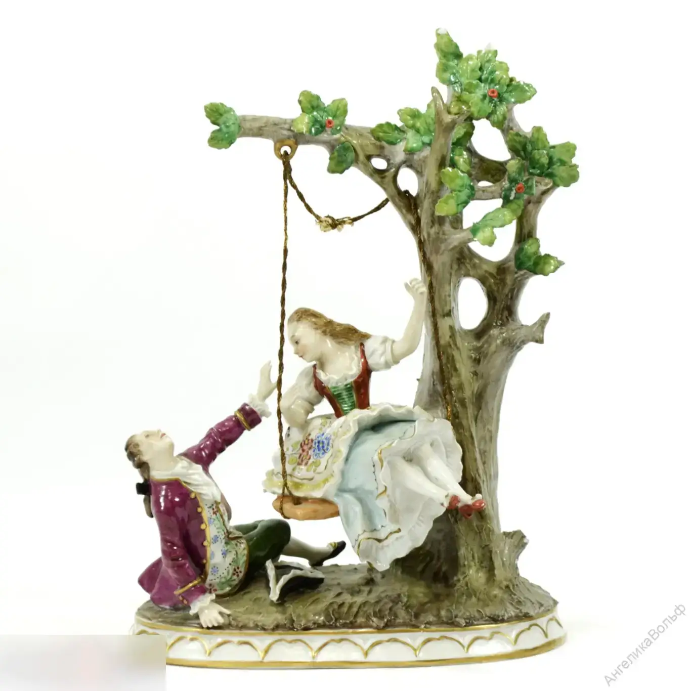 Антик Статуэтка фарфор пара дама кавалер Германия