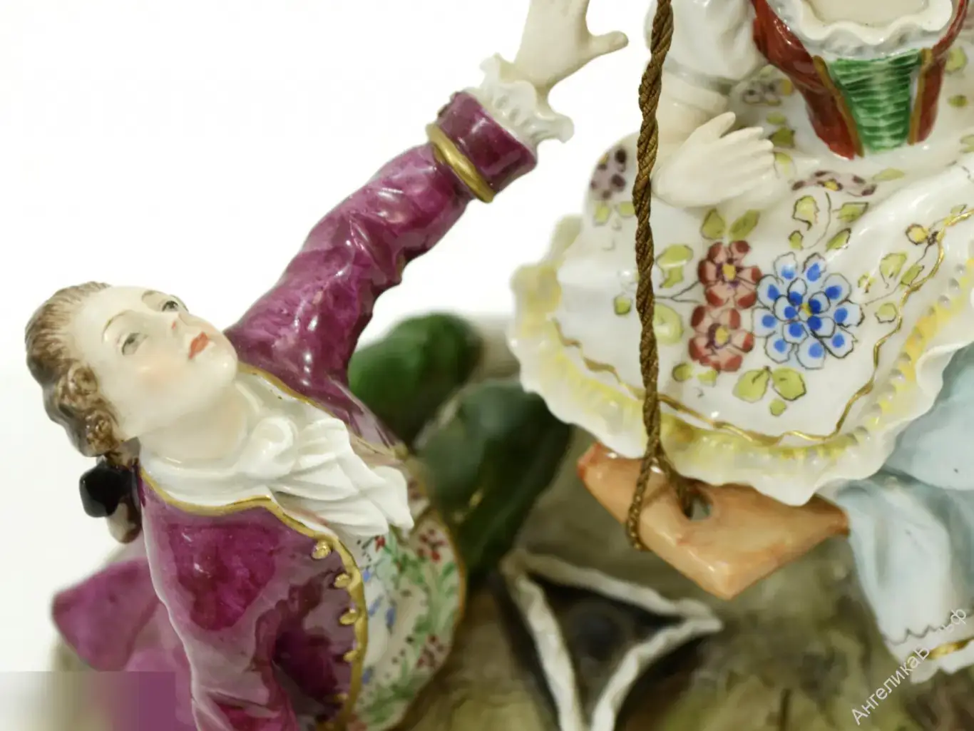 Антик Статуэтка фарфор пара дама кавалер Германия 4