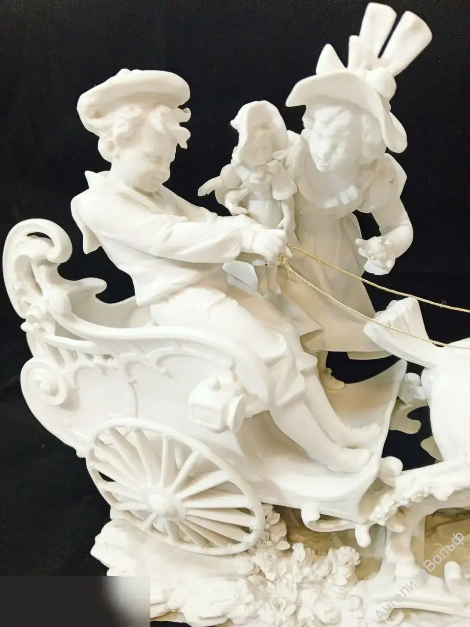 Антик бисквит фарфор статуэтка Дети карета 4