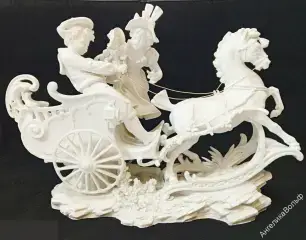 Антик бисквит фарфор статуэтка Дети карета