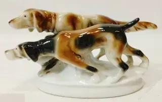 Антик Статуэтка фарфор собака охота ГерманияGrafеnthal