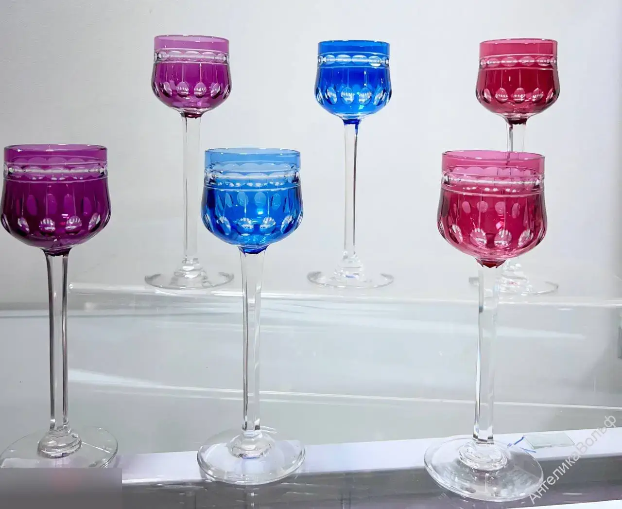 Val St Lambert рюмка цветной хрусталь 2