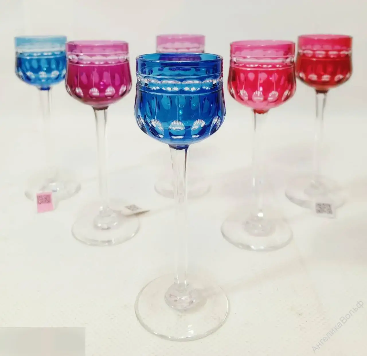 Val St Lambert рюмка цветной хрусталь 5