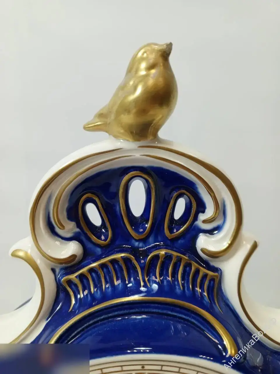 Антик часы фарфор птица золото Германия Goebel 1