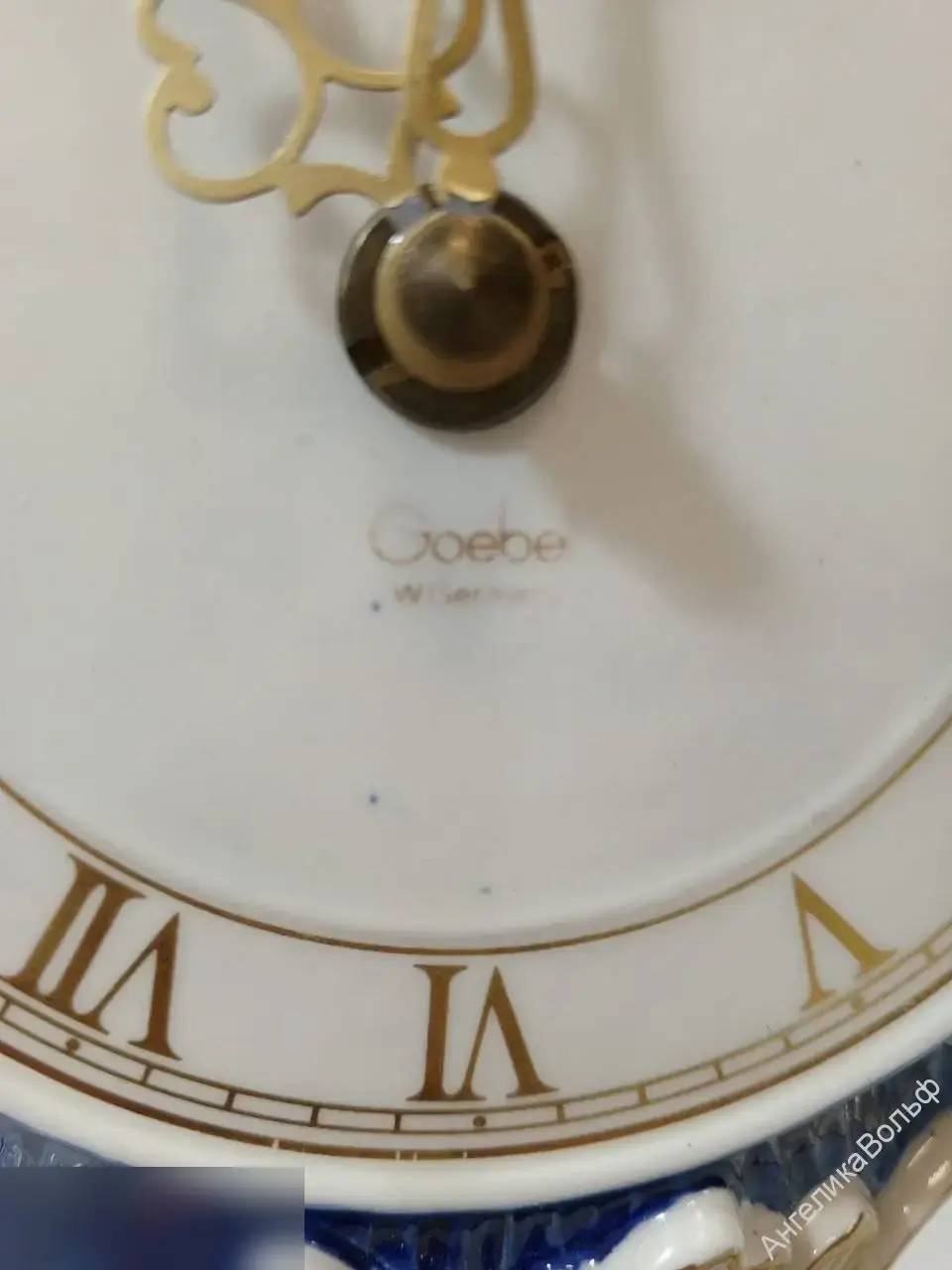 Антик часы фарфор птица золото Германия Goebel 2