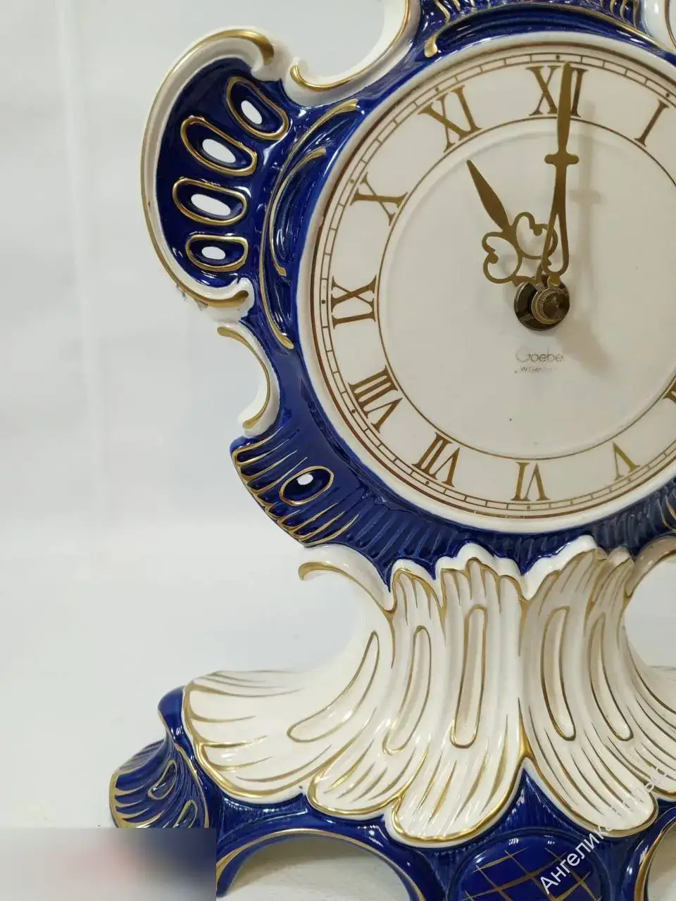 Антик часы фарфор птица золото Германия Goebel 5