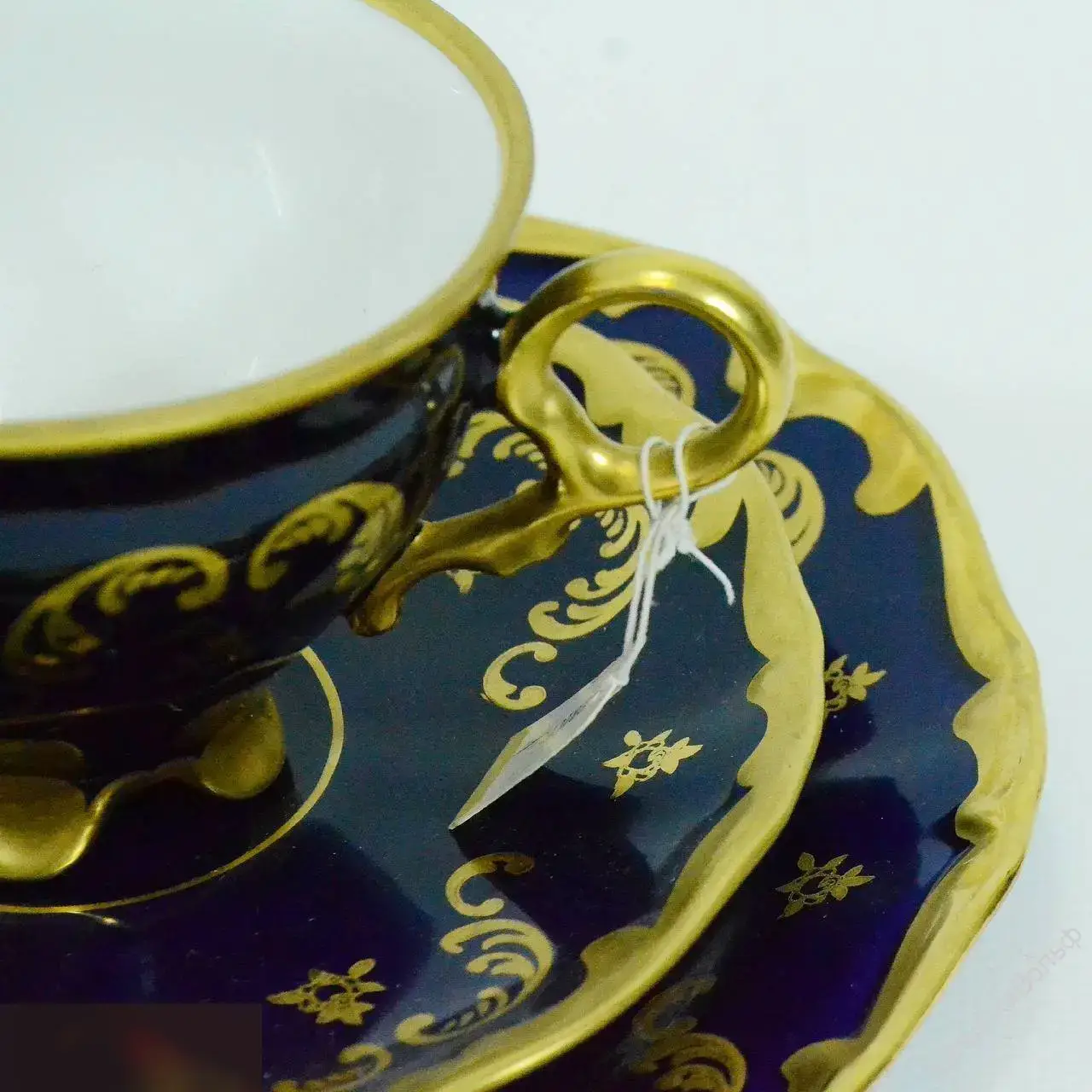 Винтаж Германия тройка чай фарфор кобальт золото 5