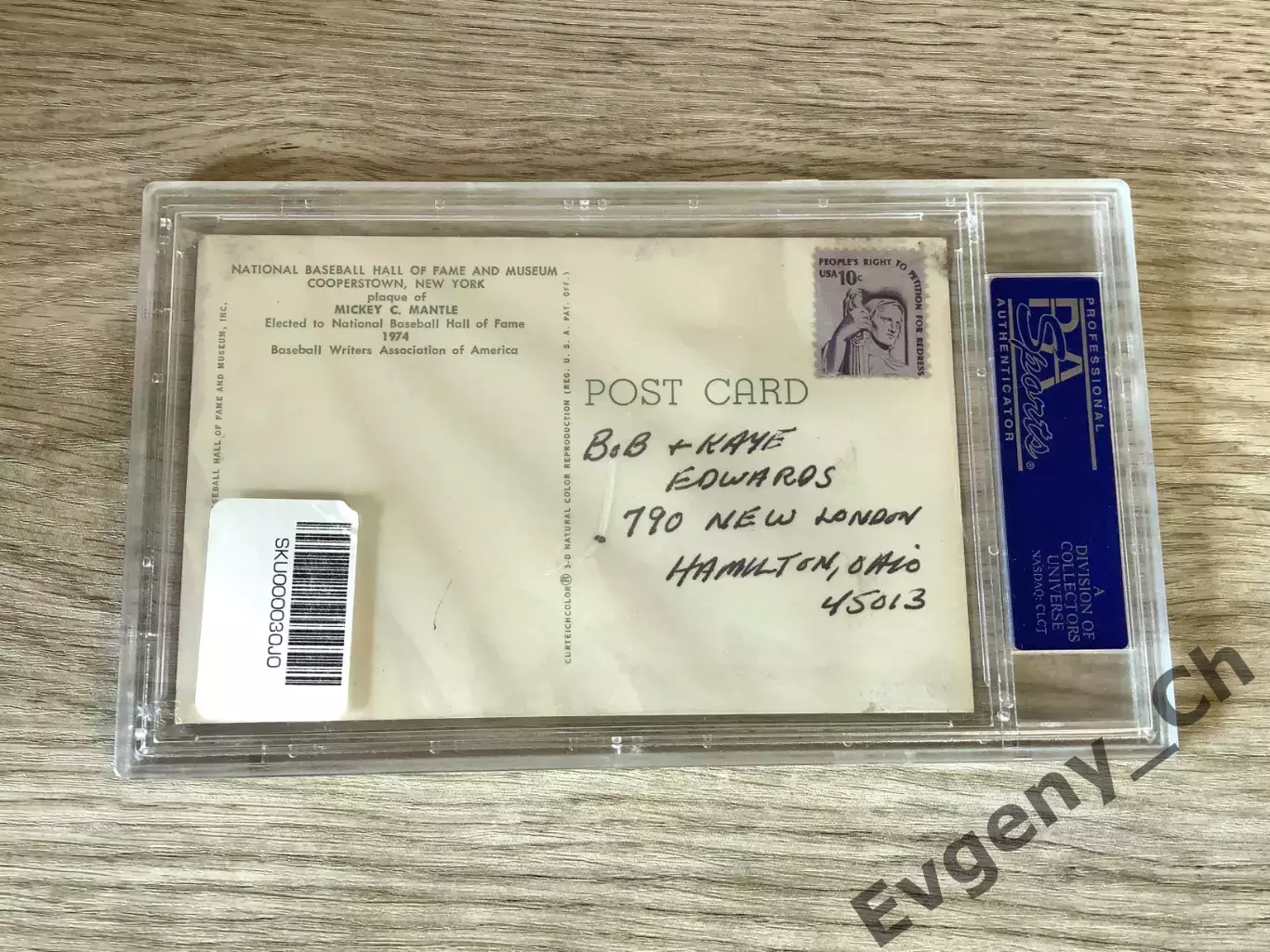 Бейсбольная карточка Mickey Mantle - с подписью ( сертификация PSA ) 3