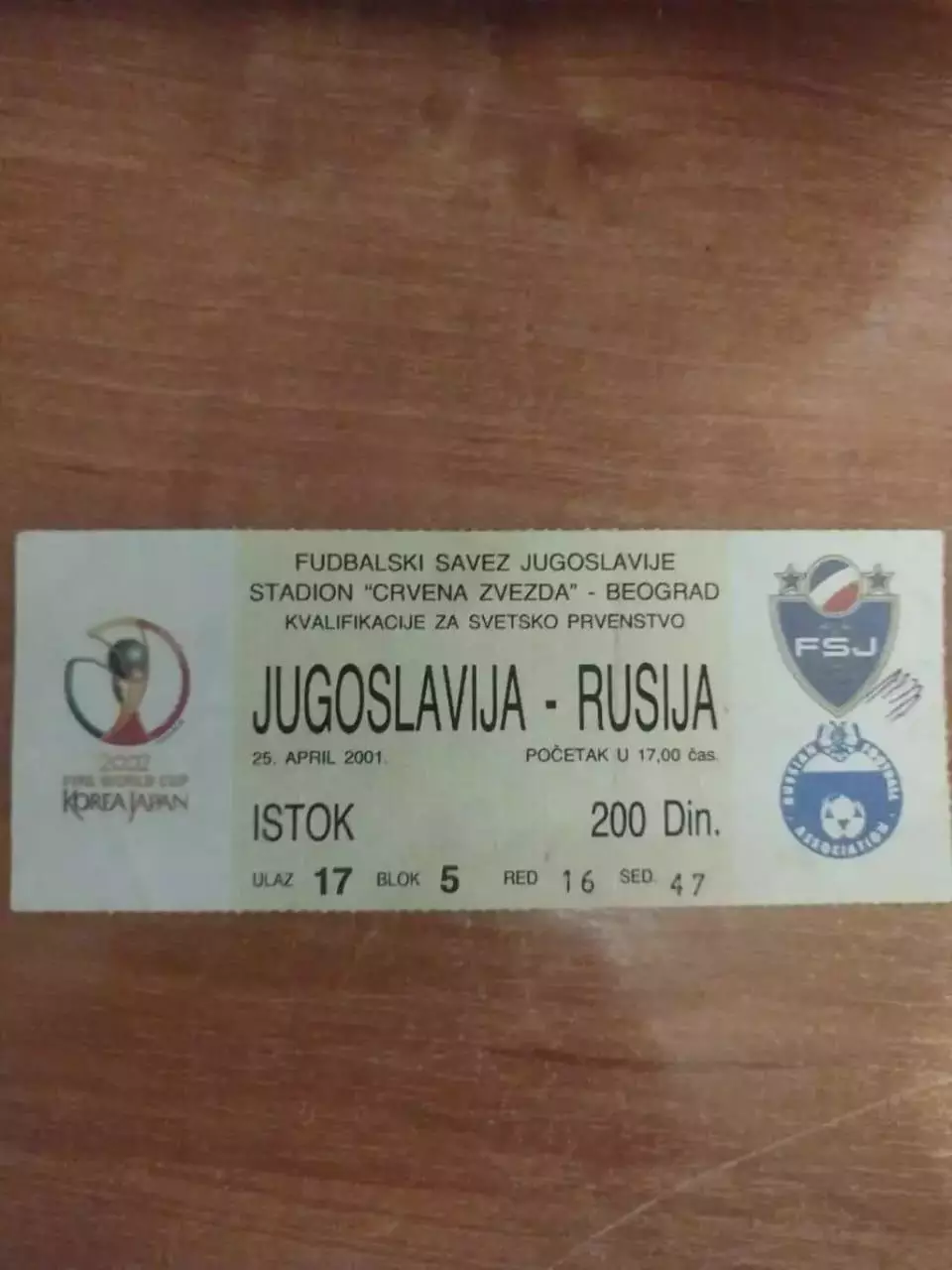 Югославия - Россия 2001