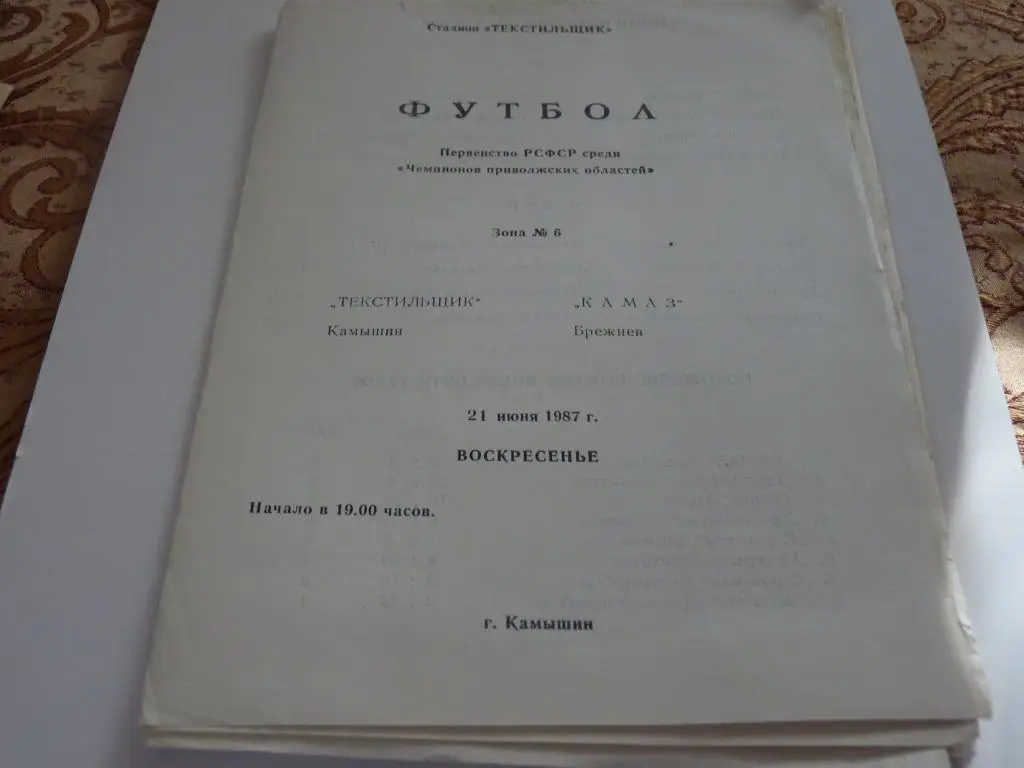 Текстильщик Камышин - КамАЗ Набережные Челны 1987