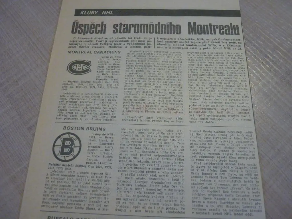 газетные вырезки ЧССР, хоккей НХЛ 3