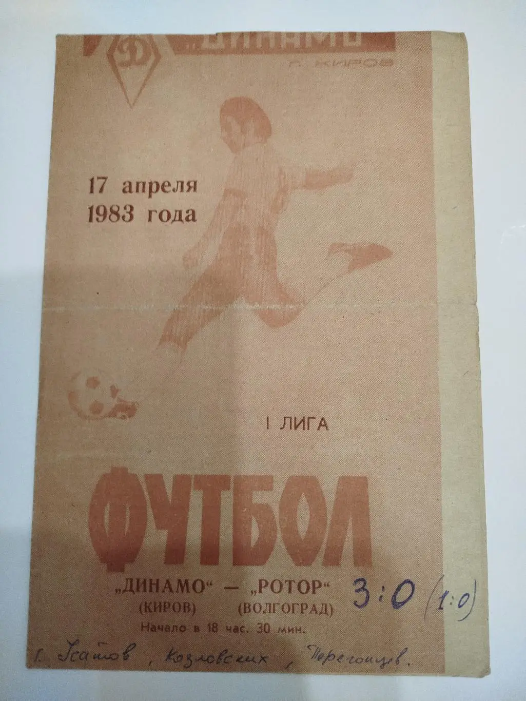 Динамо Киров - Ротор 1983
