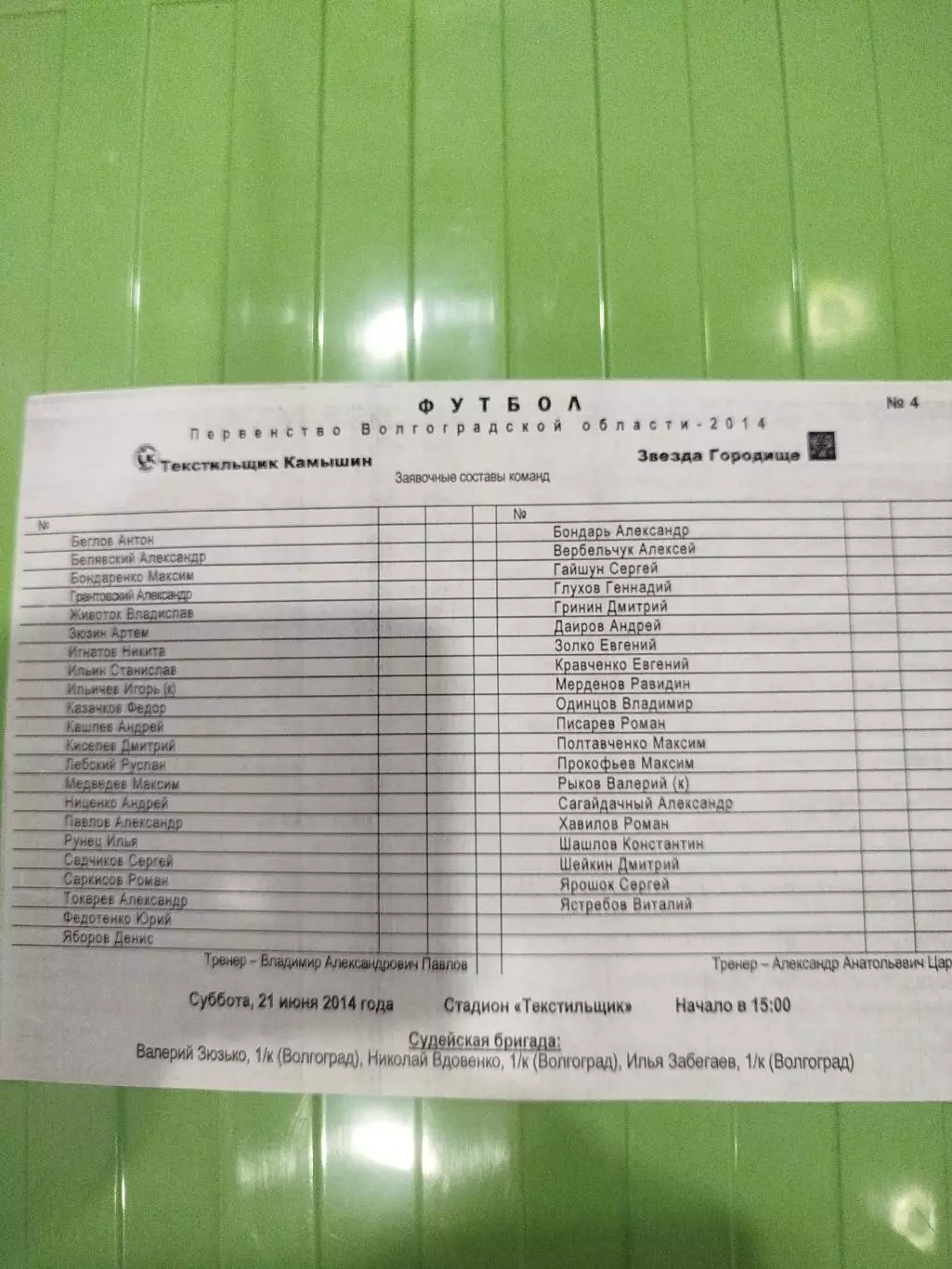 Текстильщик Камышин - Звезда Городище 2014 первенство области