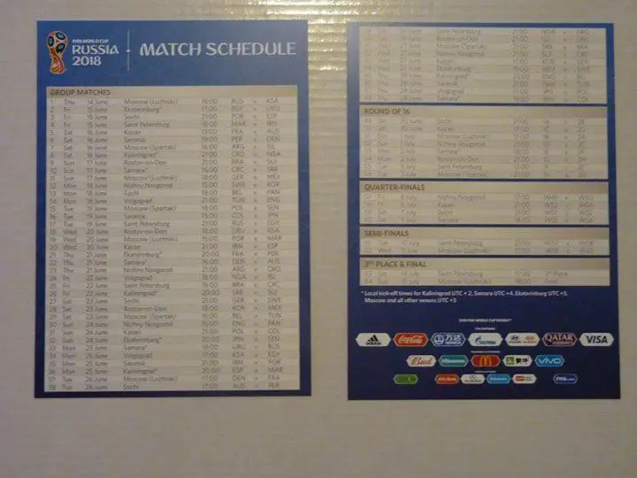 Чемпионат Мира 2018 расписание