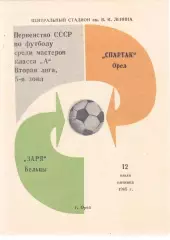 Спартак (Орел) - Заря (Бельцы) 12.07.1985