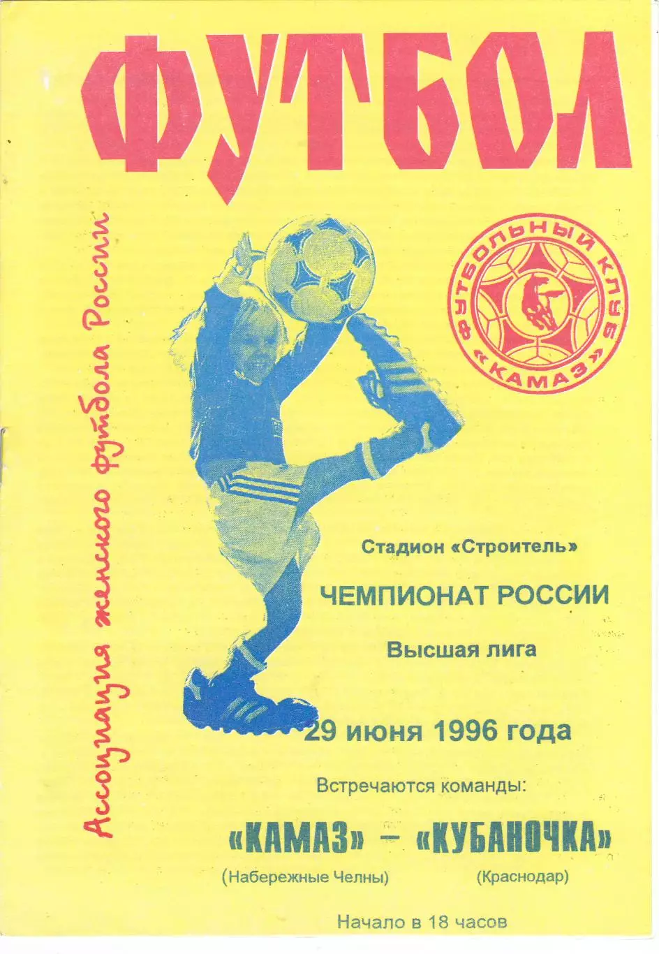 ЖФК Камаз (Наб.Челны) - Кубаночка (Краснодар) 29.06.1996