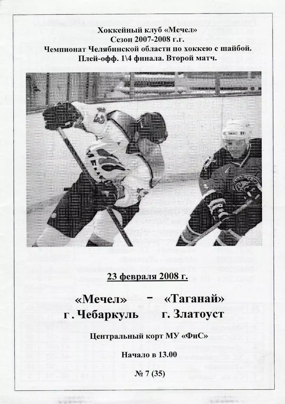 Мечел (Чебаркуль) - Таганай (Златоуст) 23.02.2008П-ОФ 1/4