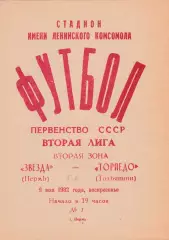 Звезда (Пермь) - Торпедо (Тольятти) 09.05.1982