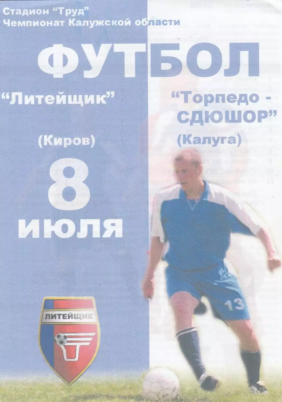 Литейщик (Киров) - Торпедо-СДЮШОР (Калуга) 08.07.2006