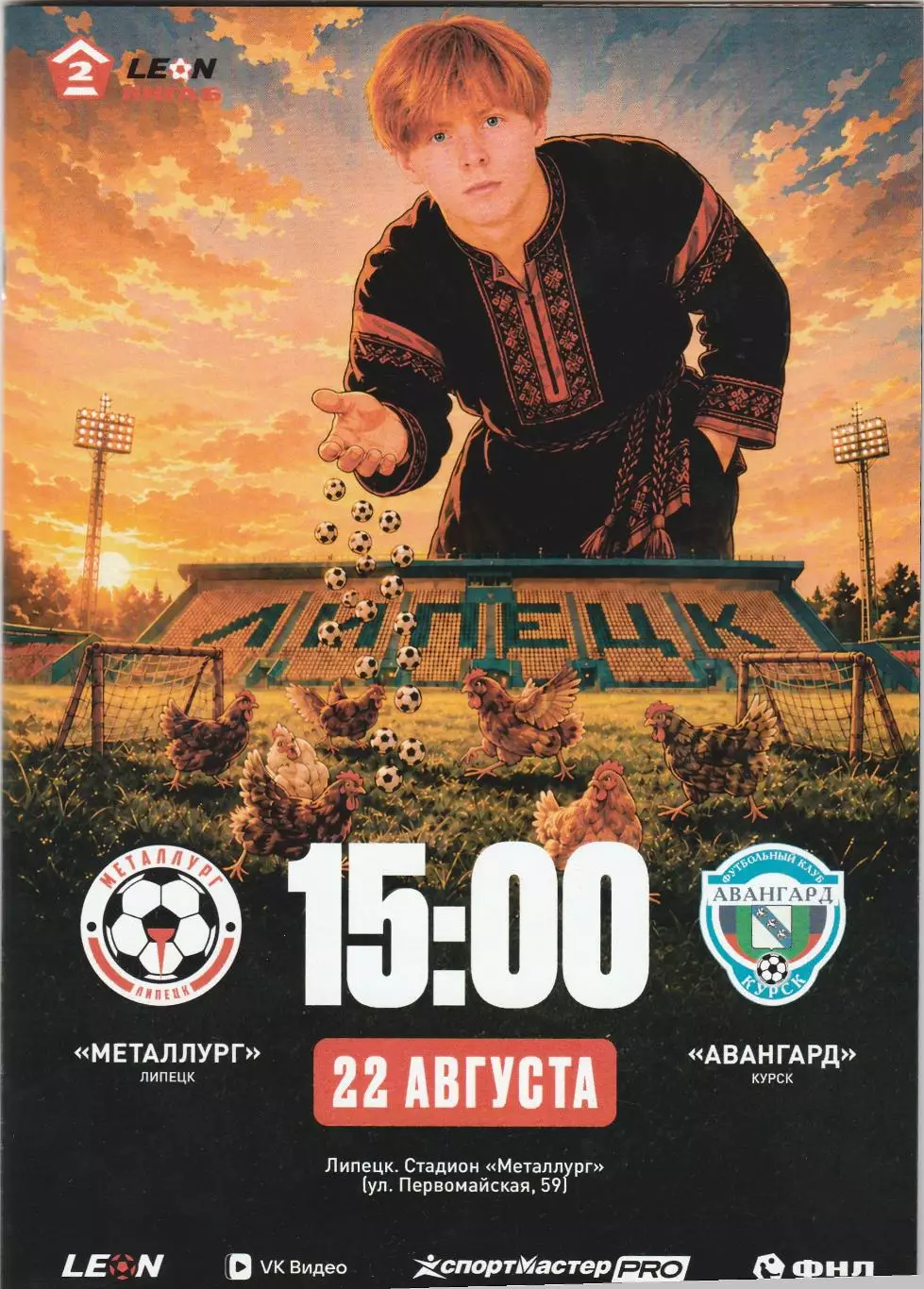 Металлург (Липецк) - Авангард (Курск) 22.08.2026 (Оф. 20 стр. Тир 170 шт)